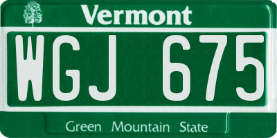 VT license plate WGJ675