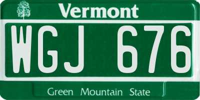VT license plate WGJ676