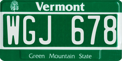 VT license plate WGJ678