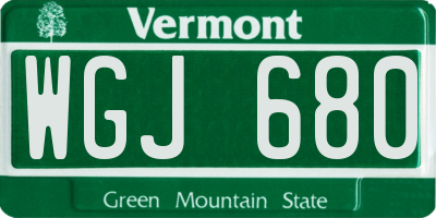 VT license plate WGJ680