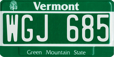 VT license plate WGJ685