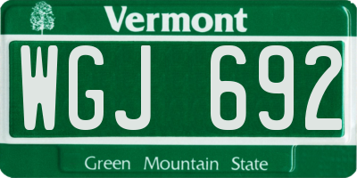 VT license plate WGJ692