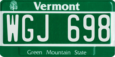 VT license plate WGJ698