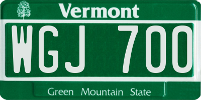 VT license plate WGJ700