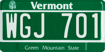 VT license plate WGJ701
