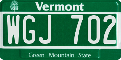 VT license plate WGJ702