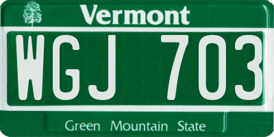 VT license plate WGJ703