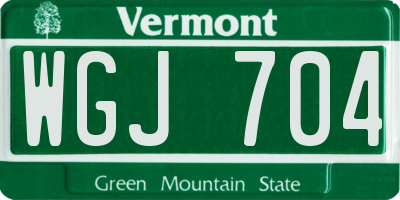 VT license plate WGJ704