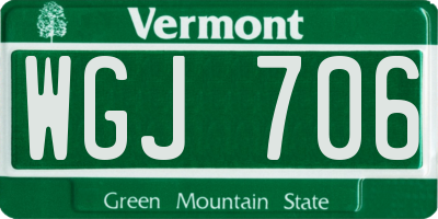 VT license plate WGJ706