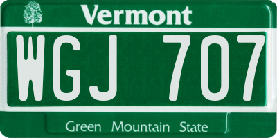 VT license plate WGJ707