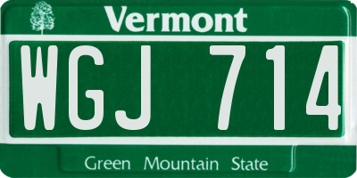 VT license plate WGJ714