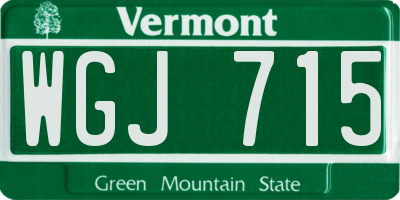 VT license plate WGJ715