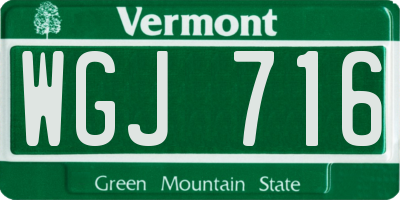 VT license plate WGJ716