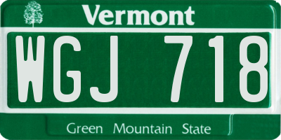VT license plate WGJ718