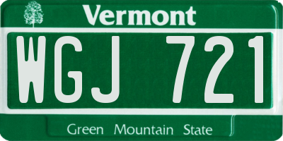 VT license plate WGJ721