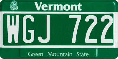 VT license plate WGJ722