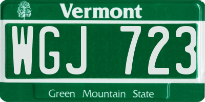 VT license plate WGJ723