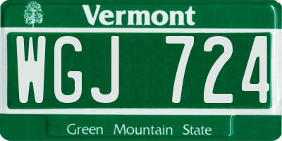 VT license plate WGJ724