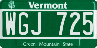 VT license plate WGJ725