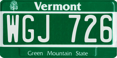 VT license plate WGJ726
