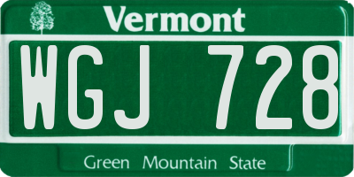 VT license plate WGJ728