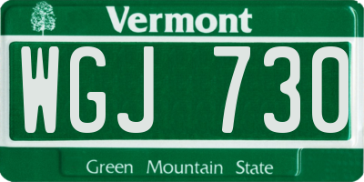VT license plate WGJ730