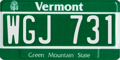 VT license plate WGJ731