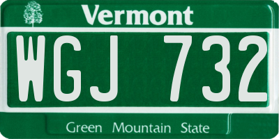 VT license plate WGJ732