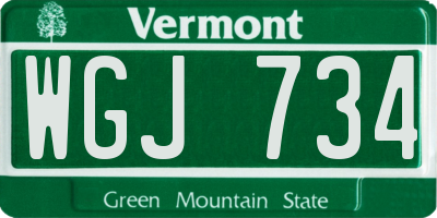 VT license plate WGJ734