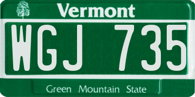 VT license plate WGJ735