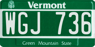 VT license plate WGJ736