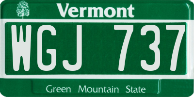 VT license plate WGJ737