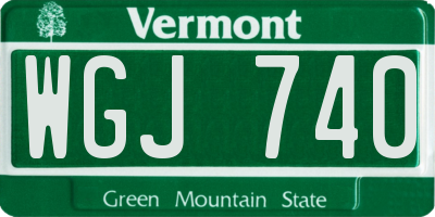 VT license plate WGJ740
