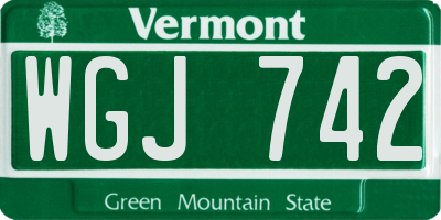 VT license plate WGJ742