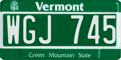 VT license plate WGJ745