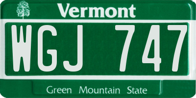 VT license plate WGJ747