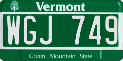 VT license plate WGJ749