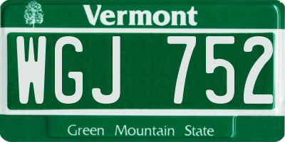 VT license plate WGJ752