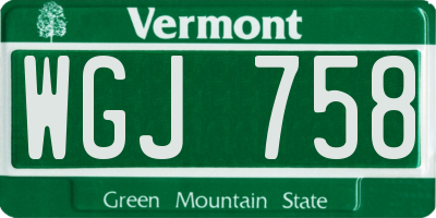 VT license plate WGJ758