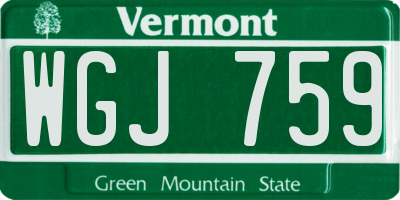 VT license plate WGJ759
