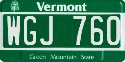 VT license plate WGJ760