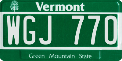 VT license plate WGJ770