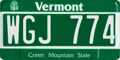 VT license plate WGJ774