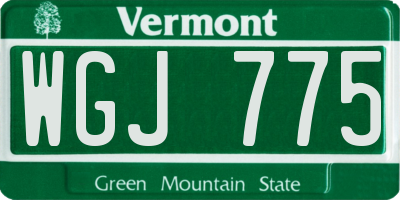 VT license plate WGJ775