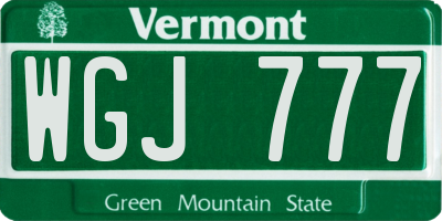 VT license plate WGJ777
