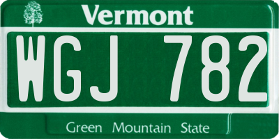 VT license plate WGJ782