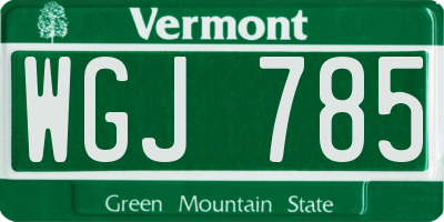 VT license plate WGJ785