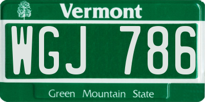 VT license plate WGJ786