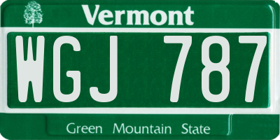 VT license plate WGJ787