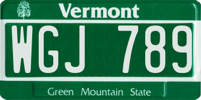 VT license plate WGJ789